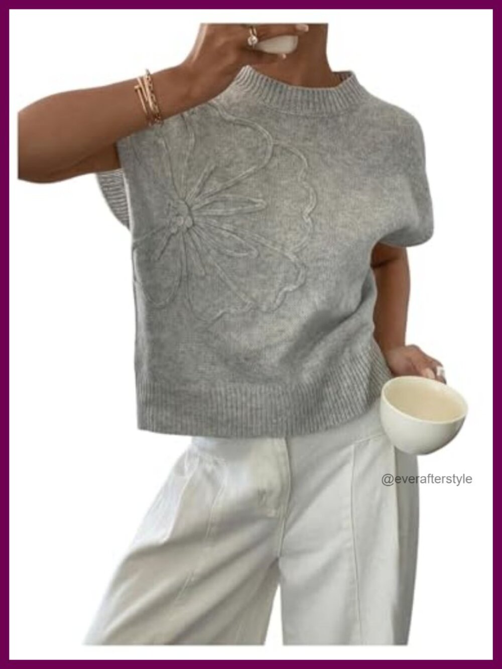 Short Sleeve 3D Floral Crochet Pullover Lightweight Knit Sweater
